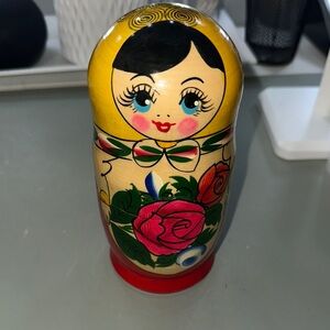 Hand-Painted Matryoshka Stackable Doll with Floral Design